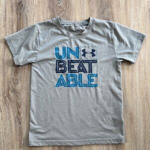 Under Armour Kids Gray Tee with Blue Graphic